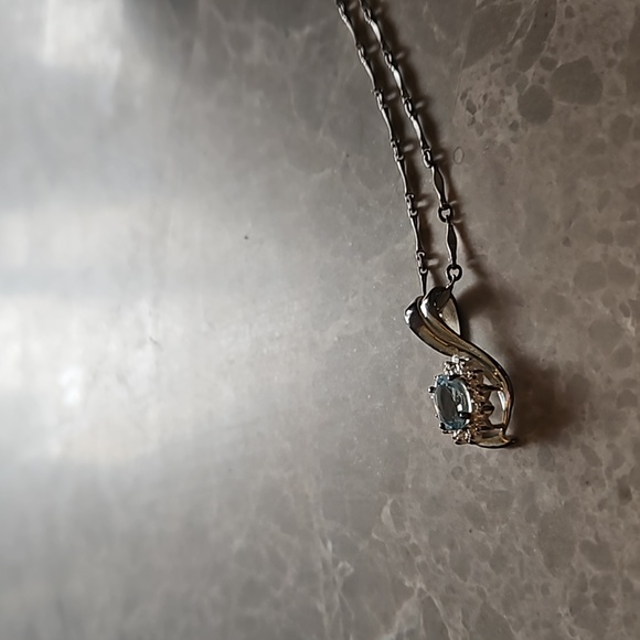 AMAZING BLUE TOPAZ TEARDROP ASJ 925 SILVER FILIGRE ORIGINAL CABLE CHAIN NECKLACE - Picture 3 of 9